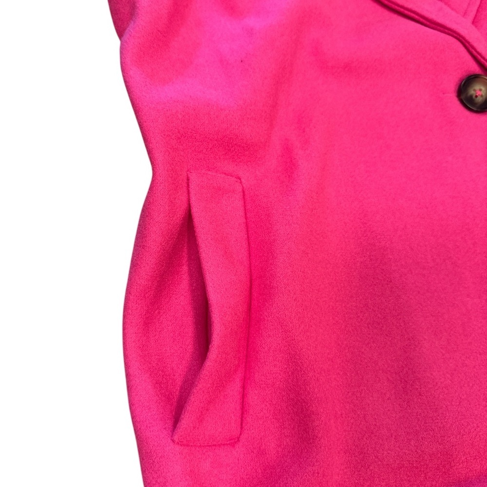 Haute Monde Longline Coat Size Large Hot Pink Side Pockets Single Button Closure - Picture 8 of 13